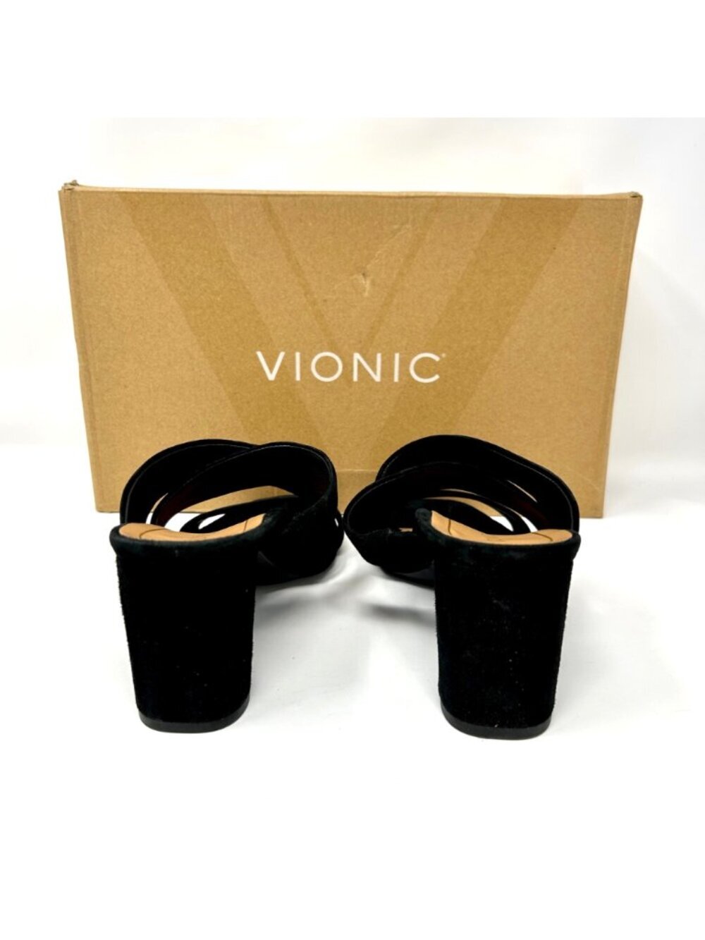 Vionic Merlot Women's Black Suede Slide Sandals Size 7.5 W Arch Support Comfort - Picture 6 of 9
